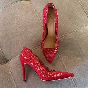 INC International Concepts Red Lace Pointed Heels